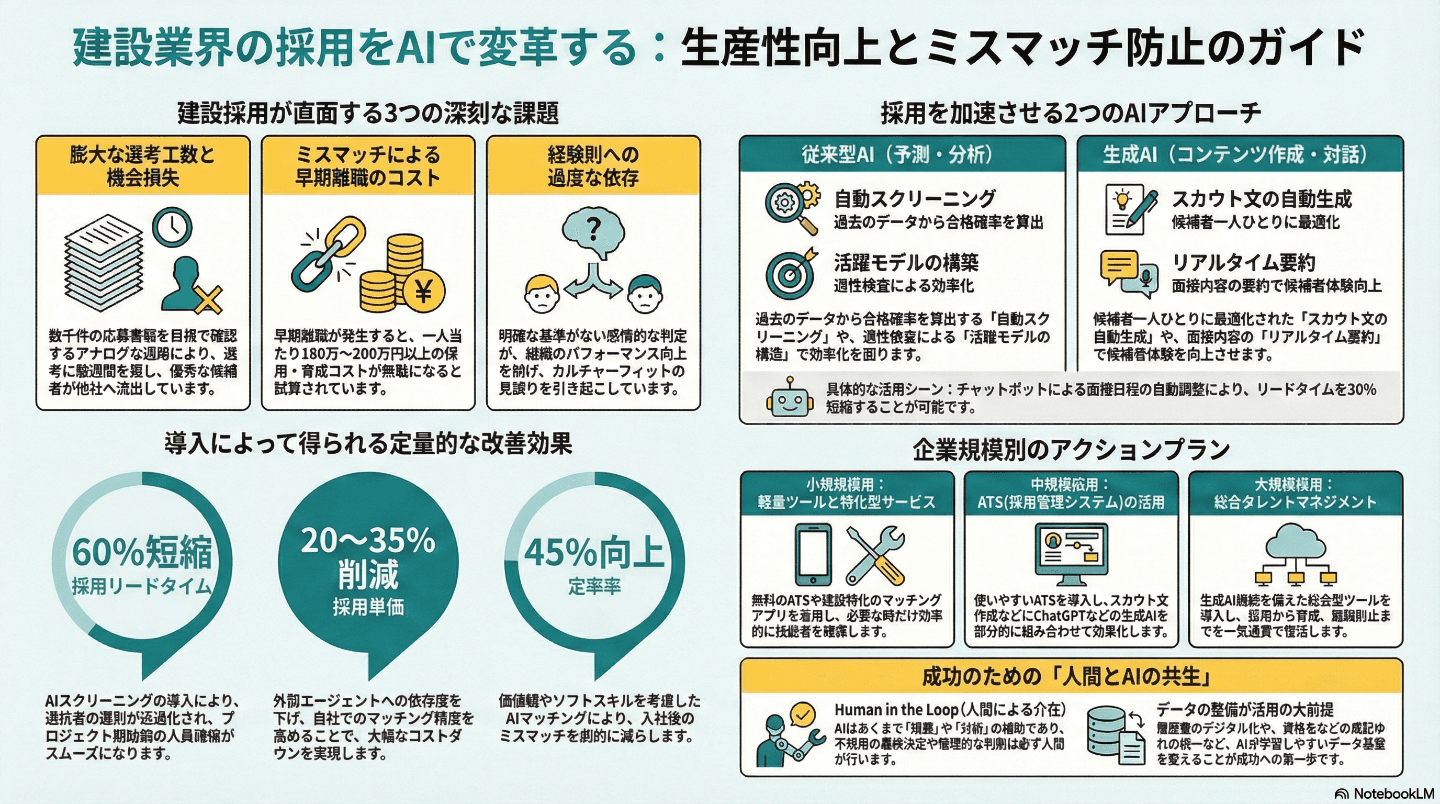 採用担当者の負担を劇的に減らす｜建設業界向けAI採用ツール活用術
