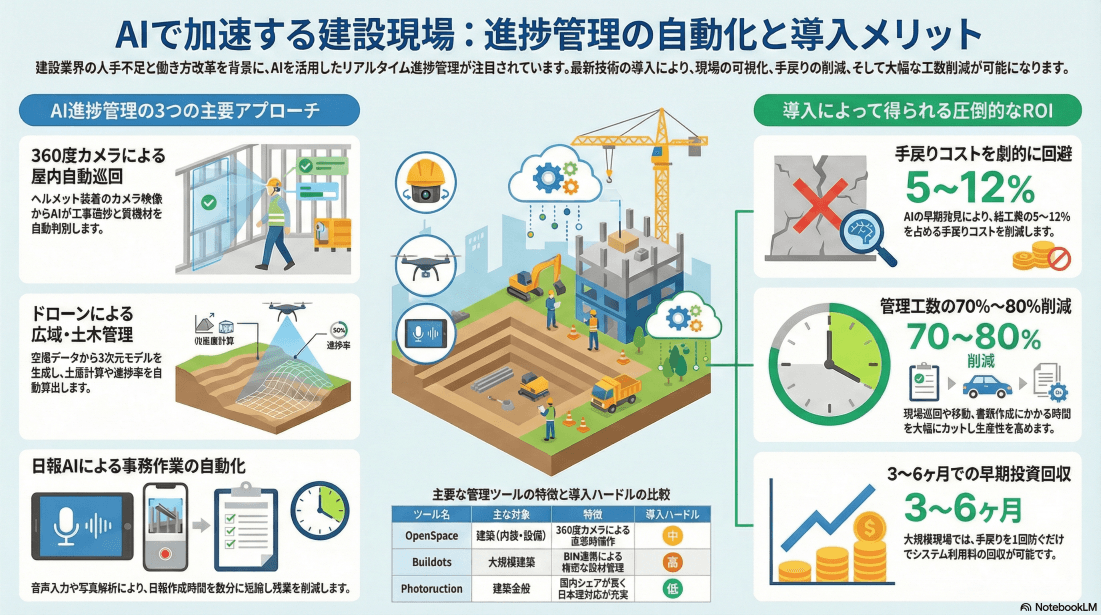 現場に行かなくても進捗がわかる！AIリアルタイム進捗管理で変わる建設DX