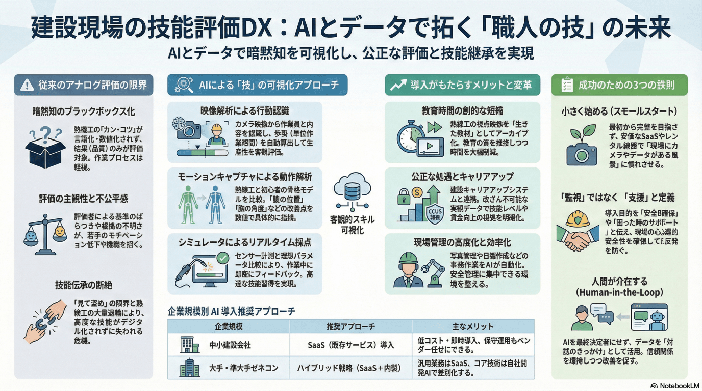 建設技能評価の構造転換：AI・映像解析による「暗黙知」定量化の最前線