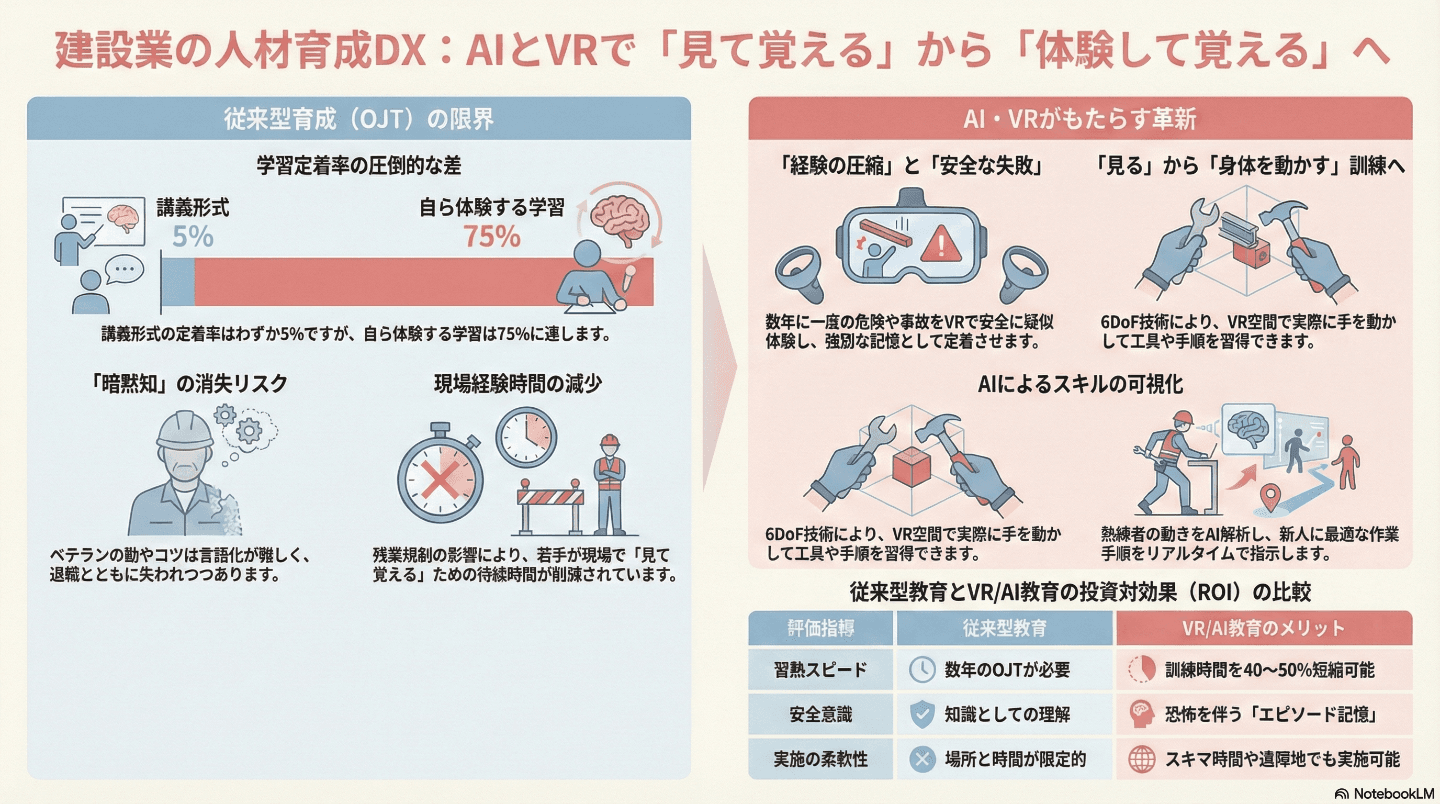 建設業の人材育成をAIとVRで変革|政策・ツール・ROI・補助金を徹底解説