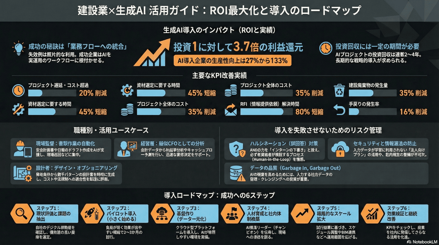 生成AI×建設業 活用ガイド2026|ROI・ツール比較・導入ステップを徹底解説