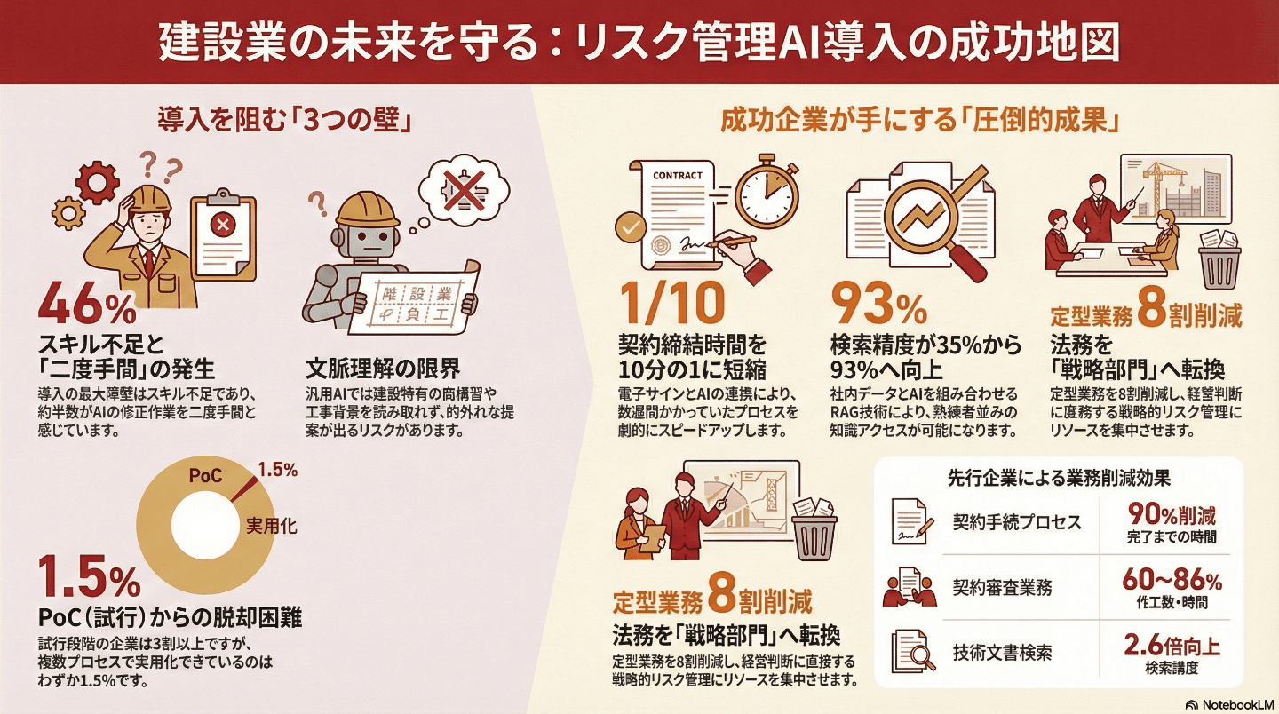 【2026年】建設業の経営リスク、AIでどこまで見えるか ― 契約・法令・現場データを統合する新しい守り方